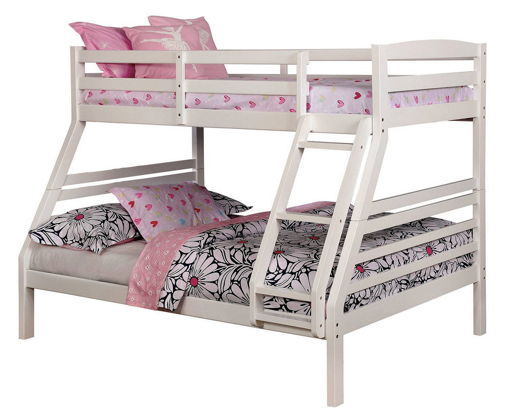 Elaine White Wood Twin over Full Bunk Bed
