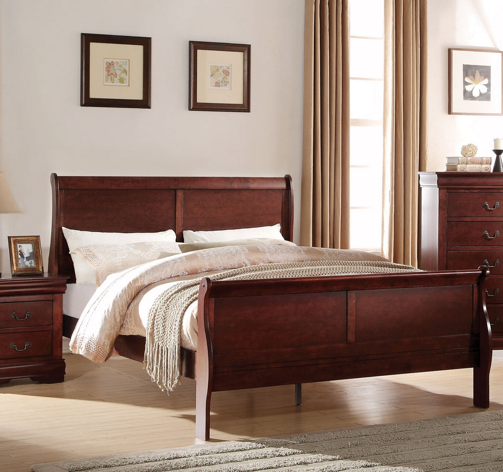 Louis Philippe Cherry Wood King Sleigh Bed