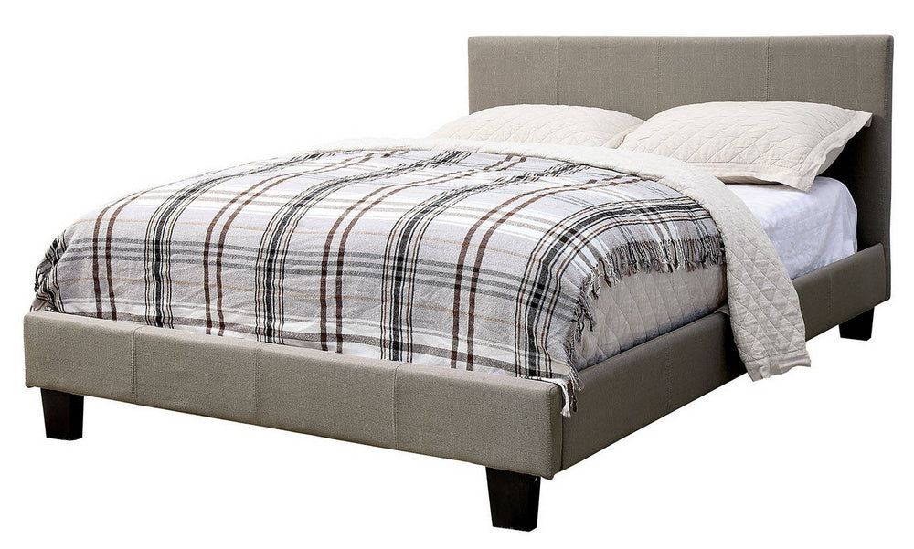 Sims Gray Linen Upholstered Twin Bed