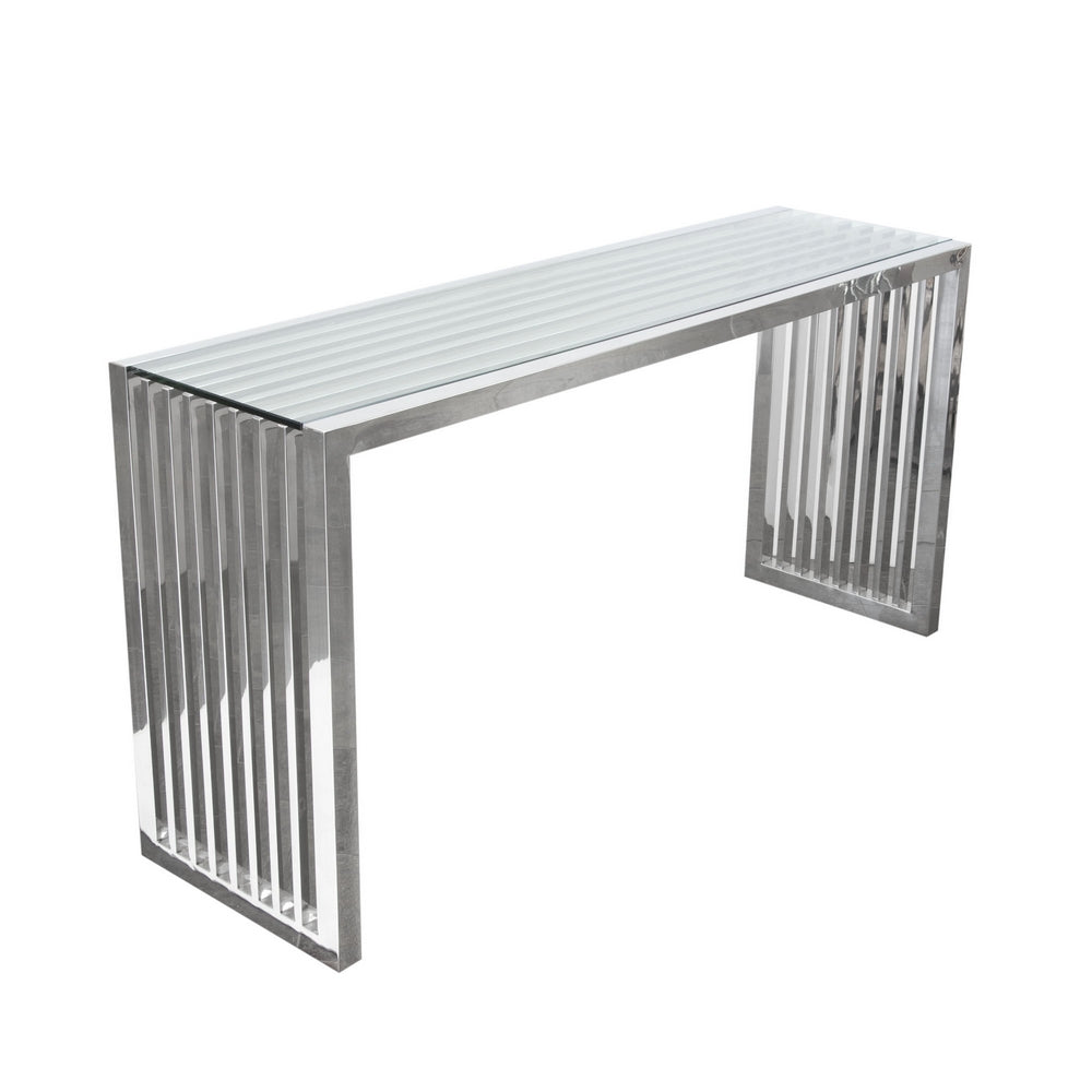 Soho Clear Glass/Stainless Steel Console Table