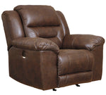 Stoneland Chocolate Faux Leather Power Rocker Recliner