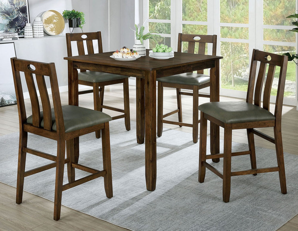 Brinley II 5Pc Walnut Counter Height Table Set