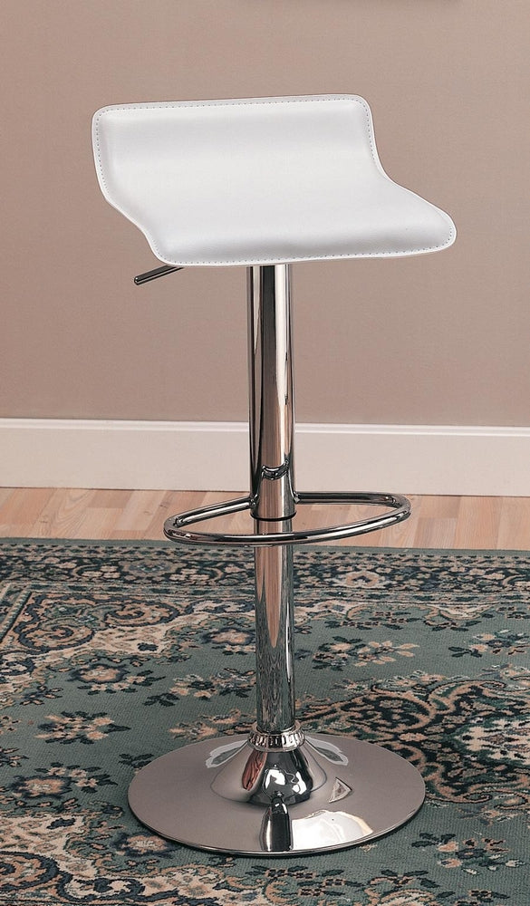 Aiman 2 Chrome Bar Stools with White Leatherette Covered Seat