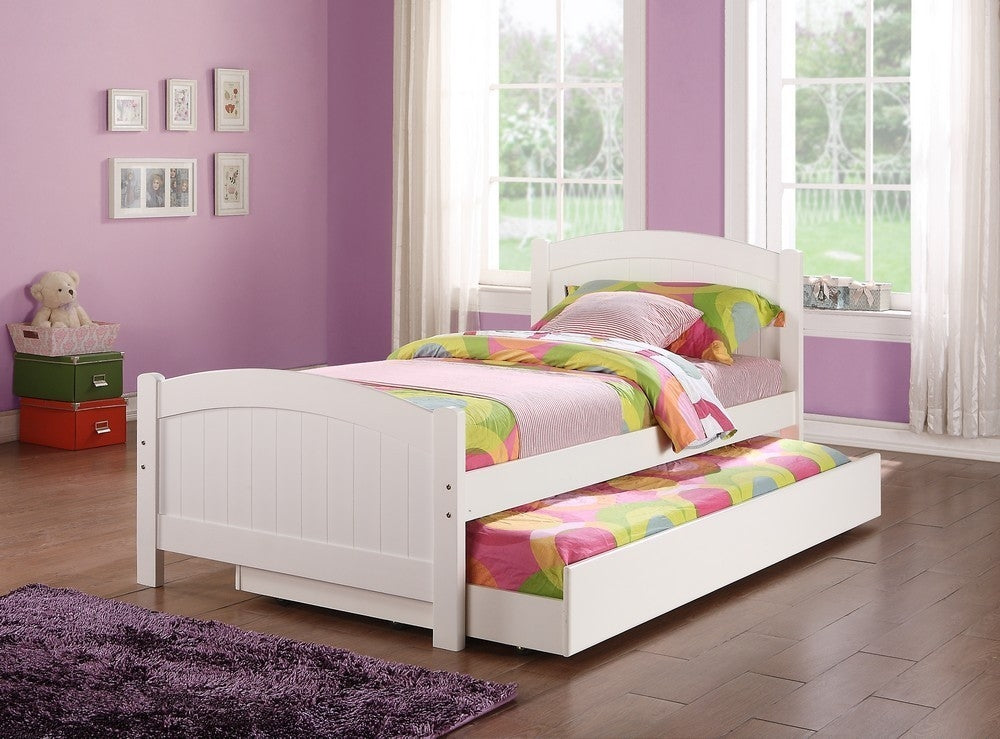 Sheila White Wood Twin Bed with Trundle