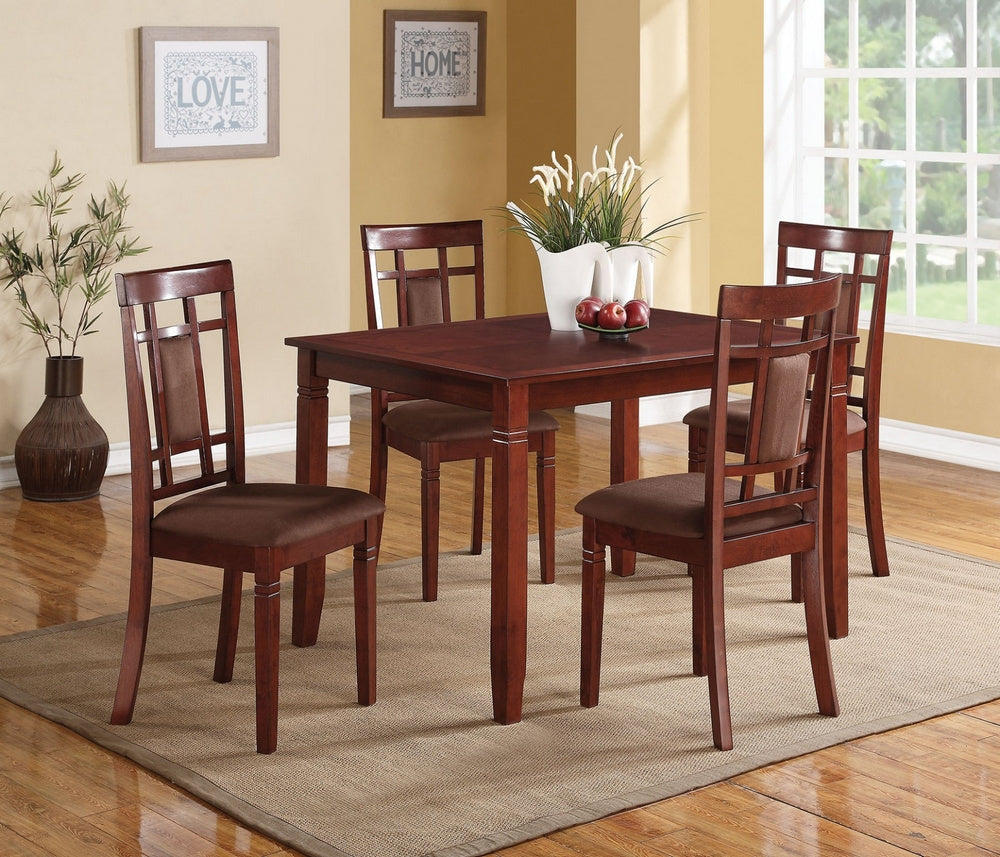 Sonata 5-Pc Cherry Wood/Chocolate Fabric Dining Set