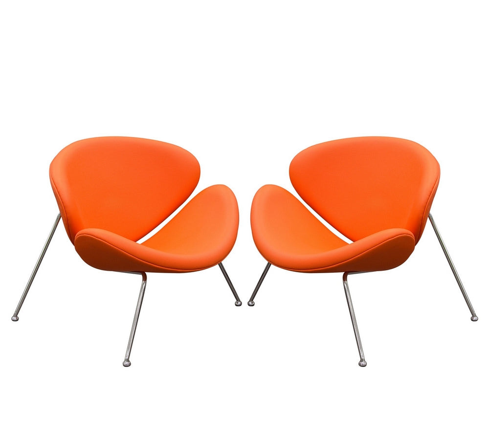 Roxy 2 Orange Leatherette/Chrome Side Chairs