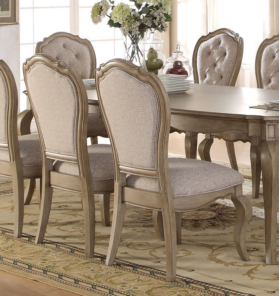 Chelmsford 2 Antique Taupe Wood/Beige Fabric Side Chairs