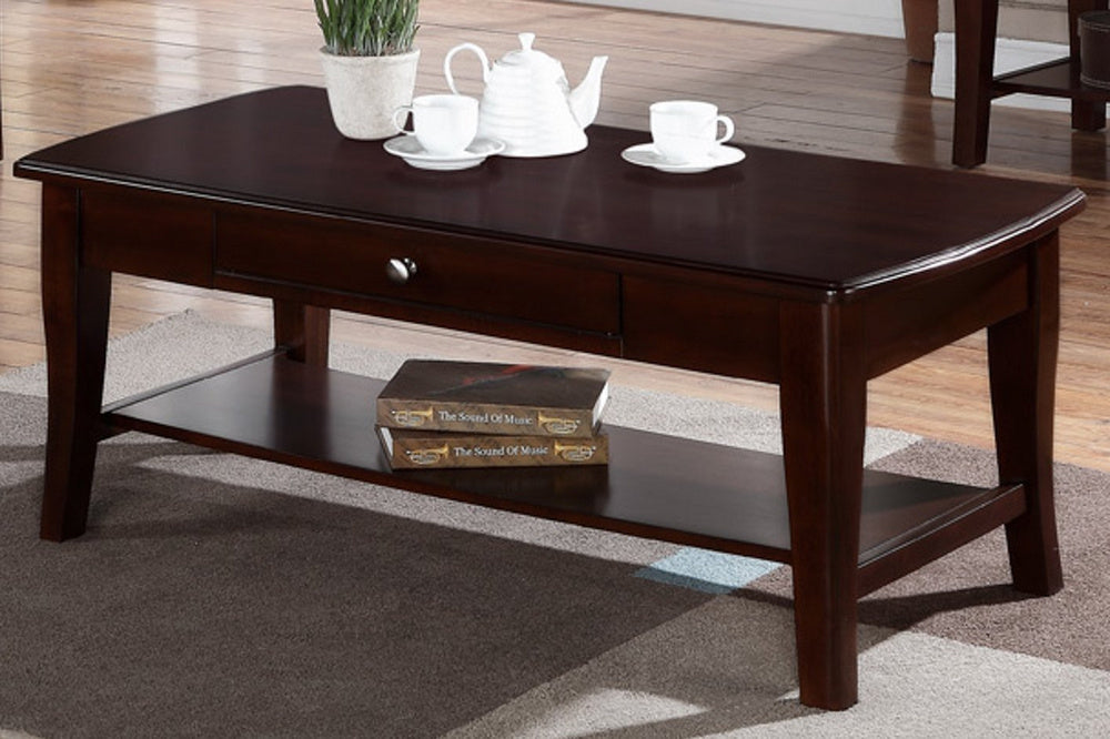 Kaja Dark Espresso Wood Coffee Table with Lower Shelf