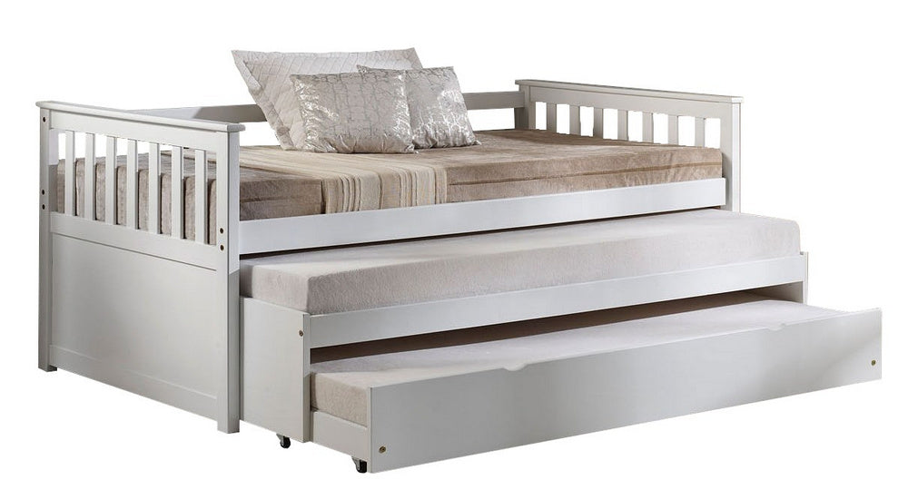 Cominia White Wood Twin Daybed with 2 Trundles