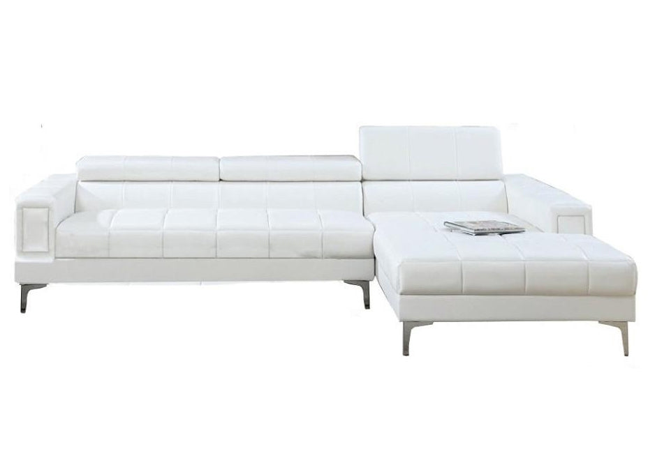 Ileana White Bonded Leather RAF Sectional Sofa