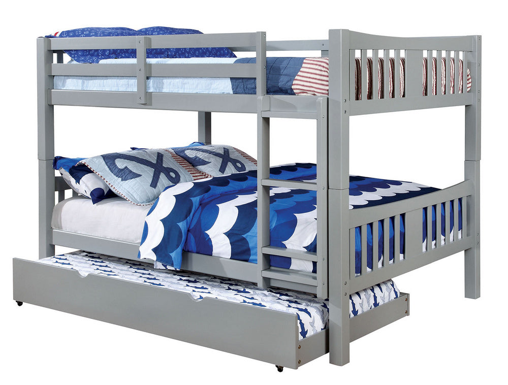 Cameron Gray Wood Full/Full Bunk Bed w/Trundle