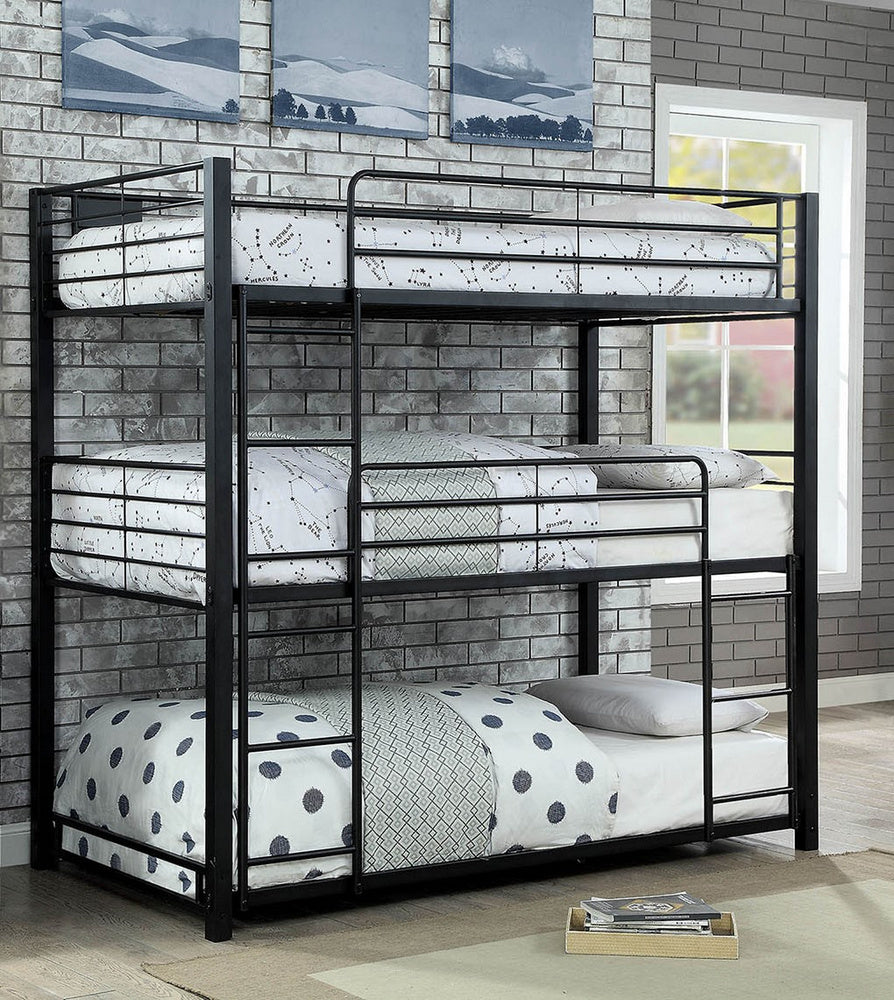 Olga I Sand Black Metal Twin Triple Decker Bed