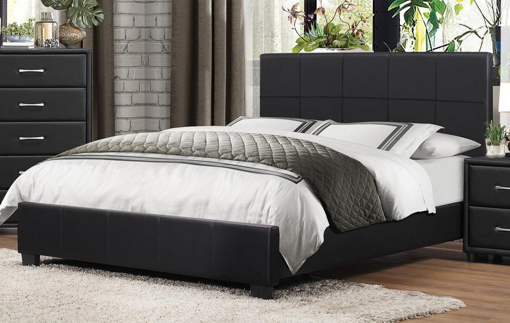 Lorenzi Black Vinyl Upholstered Full Platform Bed