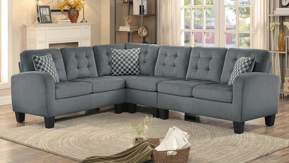 Sinclair 4-Pc Gray Fabric Sectional Sofa