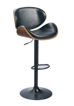 Bellatier Brown Faux Leather/Black Metal Tall Swivel Bar Stool