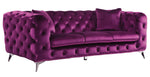 Atronia Purple Fabric Button Tufted Sofa