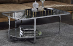 Hollo Chrome Metal/Glass Coffee Table with Round Bottom Shelf