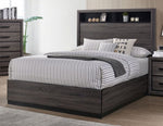 Conwy Gray Wood Queen Bed w/Bookcase Headboard