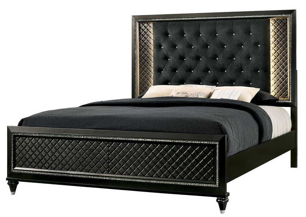 Demetria Metallic Gray Wood Queen Bed