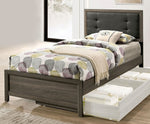 Roanne Gray Wood/Charcoal Fabric Twin Bed