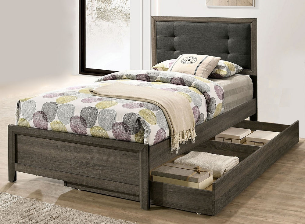 Roanne Gray Wood Twin Bed with Trundle