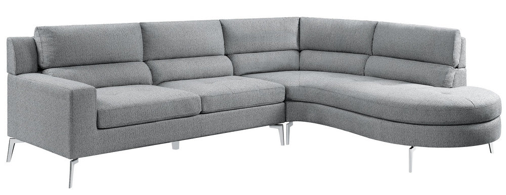 Bonita 2-Pc Gray Fabric RAF Sectional Sofa