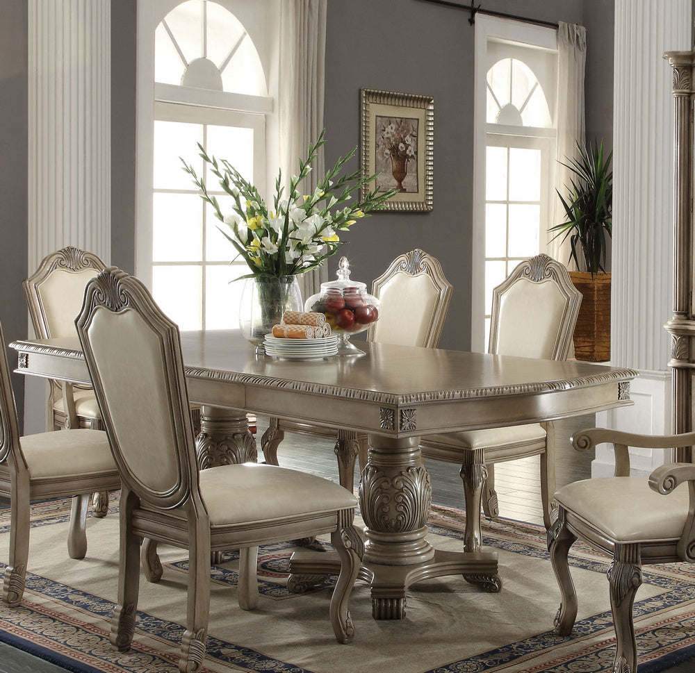 Chateau De Ville Antique White Wood Dining Table