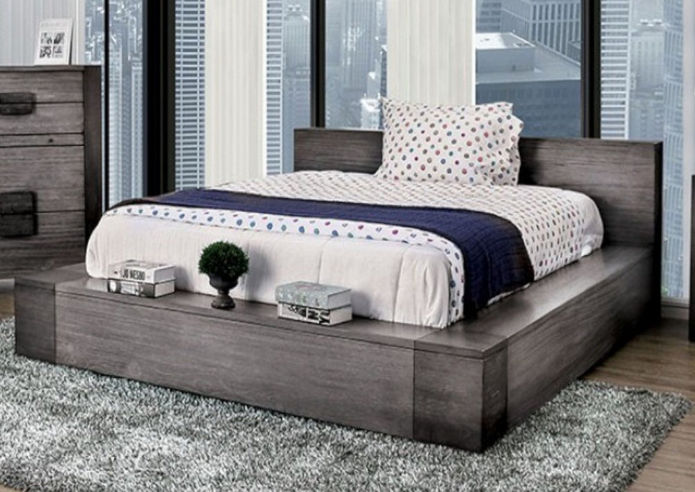 Janeiro Gray Wood King Bed (Oversized)