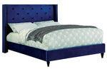 Anabelle Navy Linen-like Fabric Queen Bed