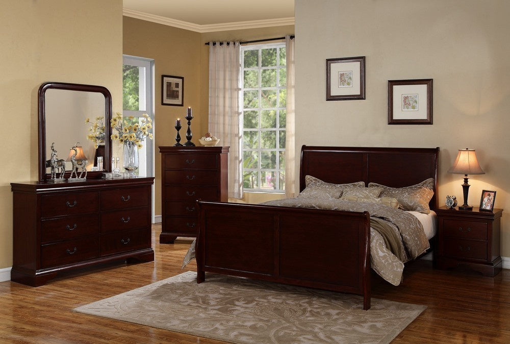 Fiona 6-Pc Cherry Wood King Bedroom Set with Sleigh Bed