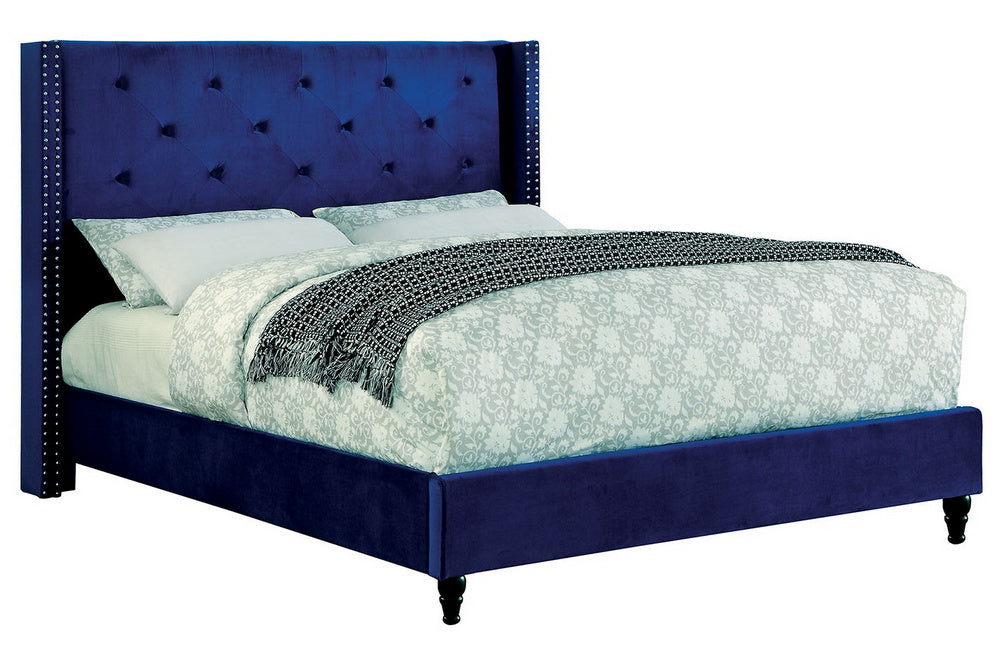 Anabelle Navy Fabric Cal King Bed (Oversized)