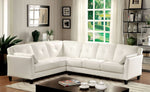Peever White Leatherette Sectional Sofa