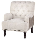 Tartonelle Ivory Fabric/Taupe Faux Leather Accent Chair