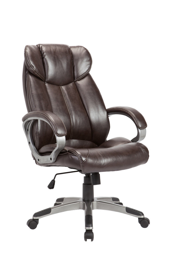 Scilla Brown PU Leather Adjustable Swivel Office Chair