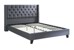 Kaur Blue Grey Polyfiber Queen Bed with Nailhead Trim