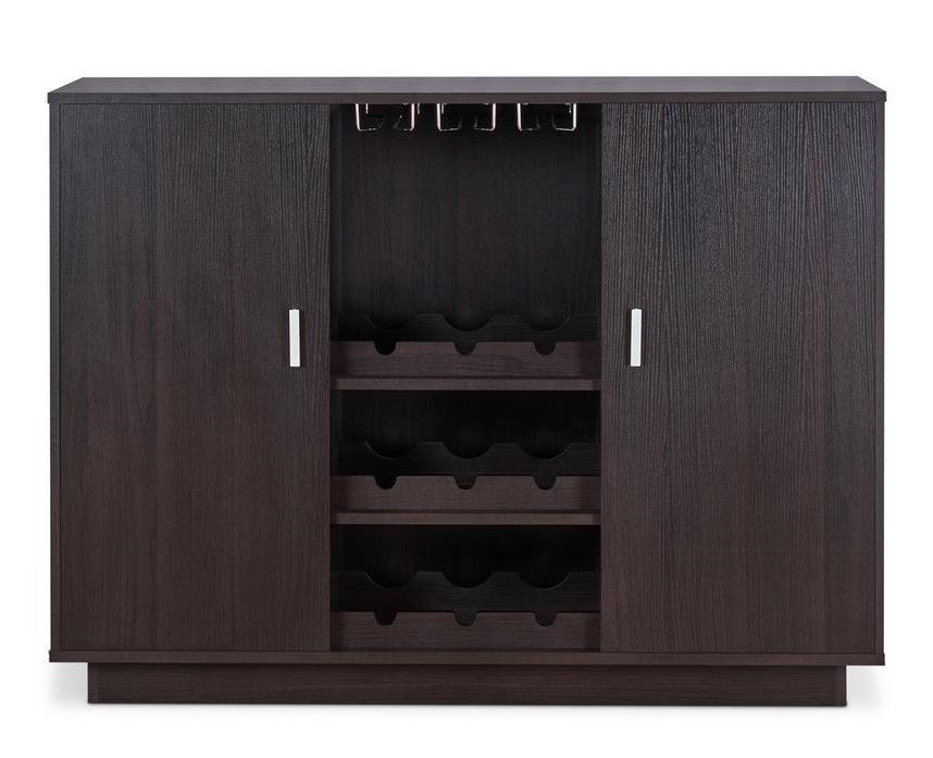 Houp Espresso Wood Server with Wine Bottle Rack