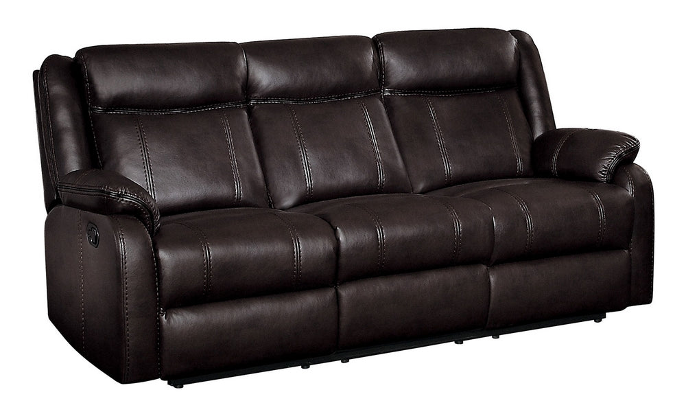 Jude Brown Manual Recliner Sofa w/Drop-Down Cup Holders