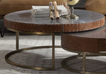 Tamas Cocoa Top Grain Leather/Aluminum Coffee Table