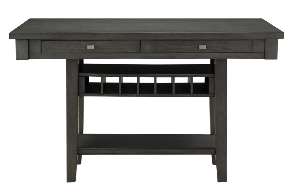 Baresford Gray Wood Counter Height Table with Drawers