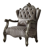 Versailles Antique Platinum Velvet Chair with Scrolled Crown