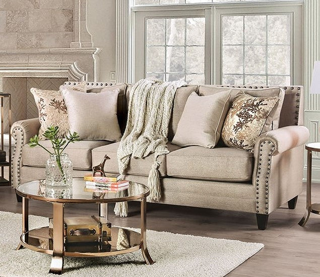 Briana Beige Chenille Sofa (Oversized)