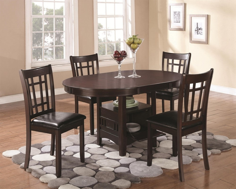 Lavon 5-Pc Espresso Wood Dining Table Set