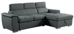 Ferriday 2-Pc Gray Fabric RAF Sectional w/Pull-Out Bed