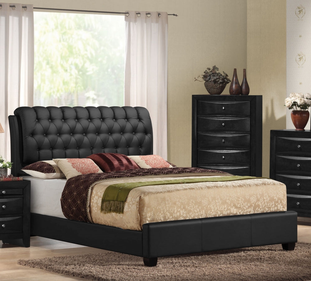 Ireland II Black PU Leather Queen Bed