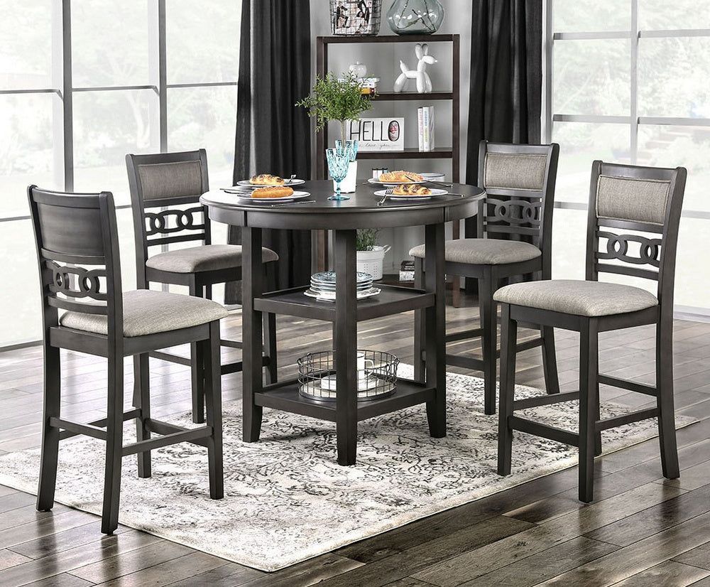 Milly 5-Pc Gray Wood Counter Height Table Set