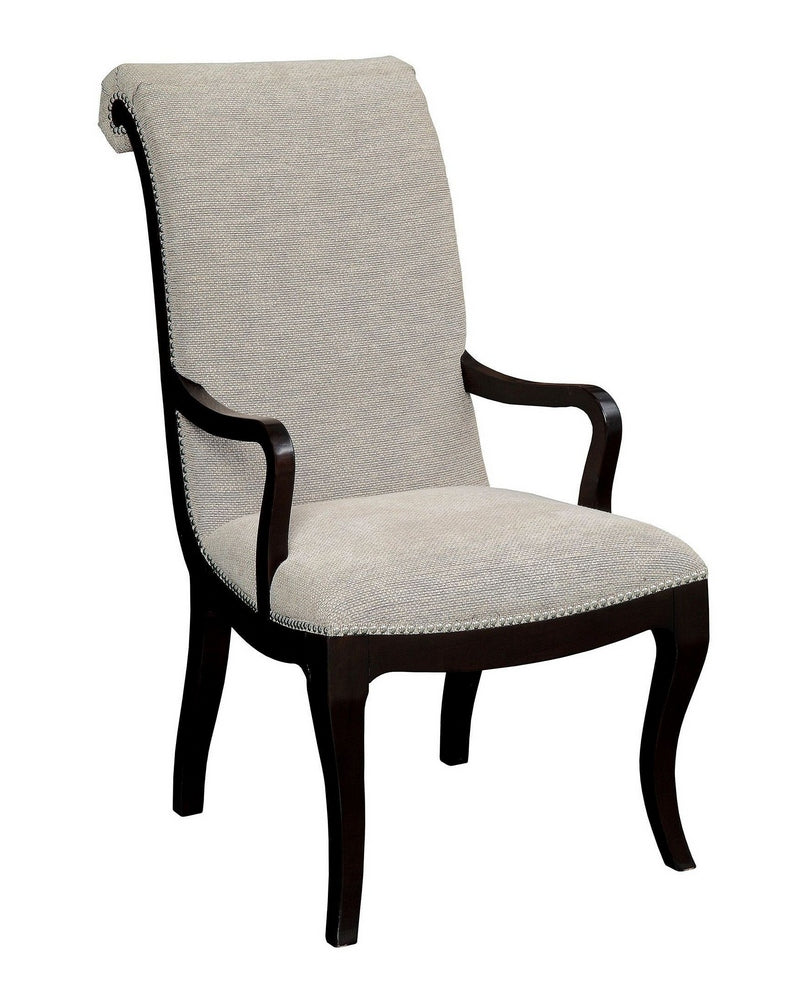 Ornette 2 Espresso Wood/Fabric Arm Chairs