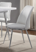 Weizor 2 White PU Leather/Chrome Metal Side Chairs
