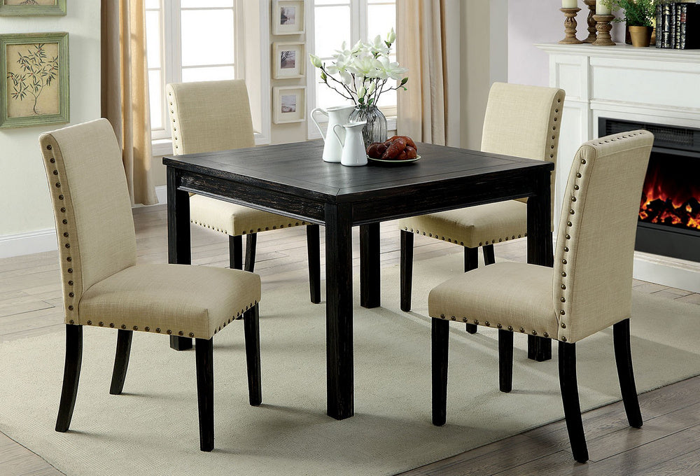 Kristie 5-Pc Antique Black Dining Table Set