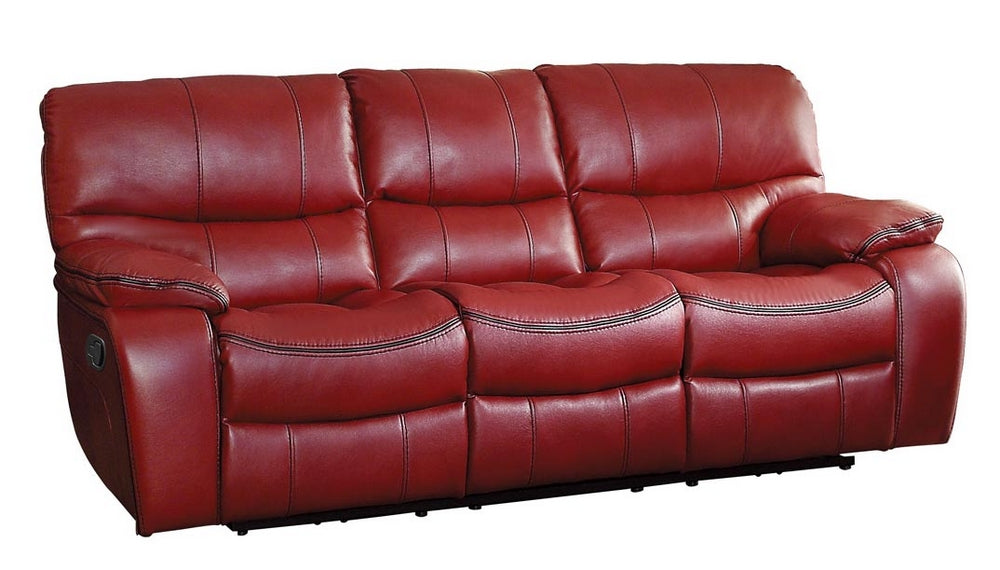 Pecos Red Leather Gel Match Manual Double Recliner Sofa