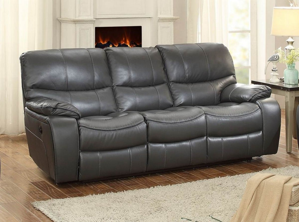 Pecos Gray Leather Gel Match Power Recliner Sofa